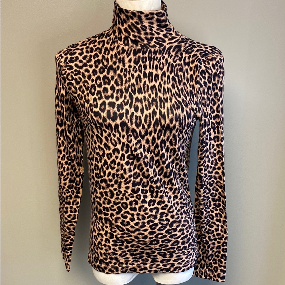 LOFT Leopard Print Turtleneck Blouse